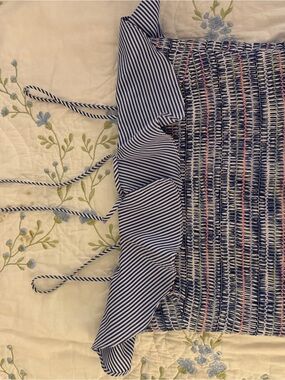 Endless Rose Blue and White Striped Smocked Tube Top